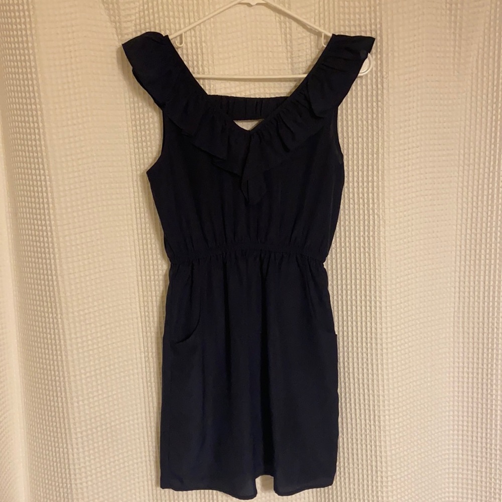 Navy Blue Sleeveless Pocket Boutique Dress | Size Small